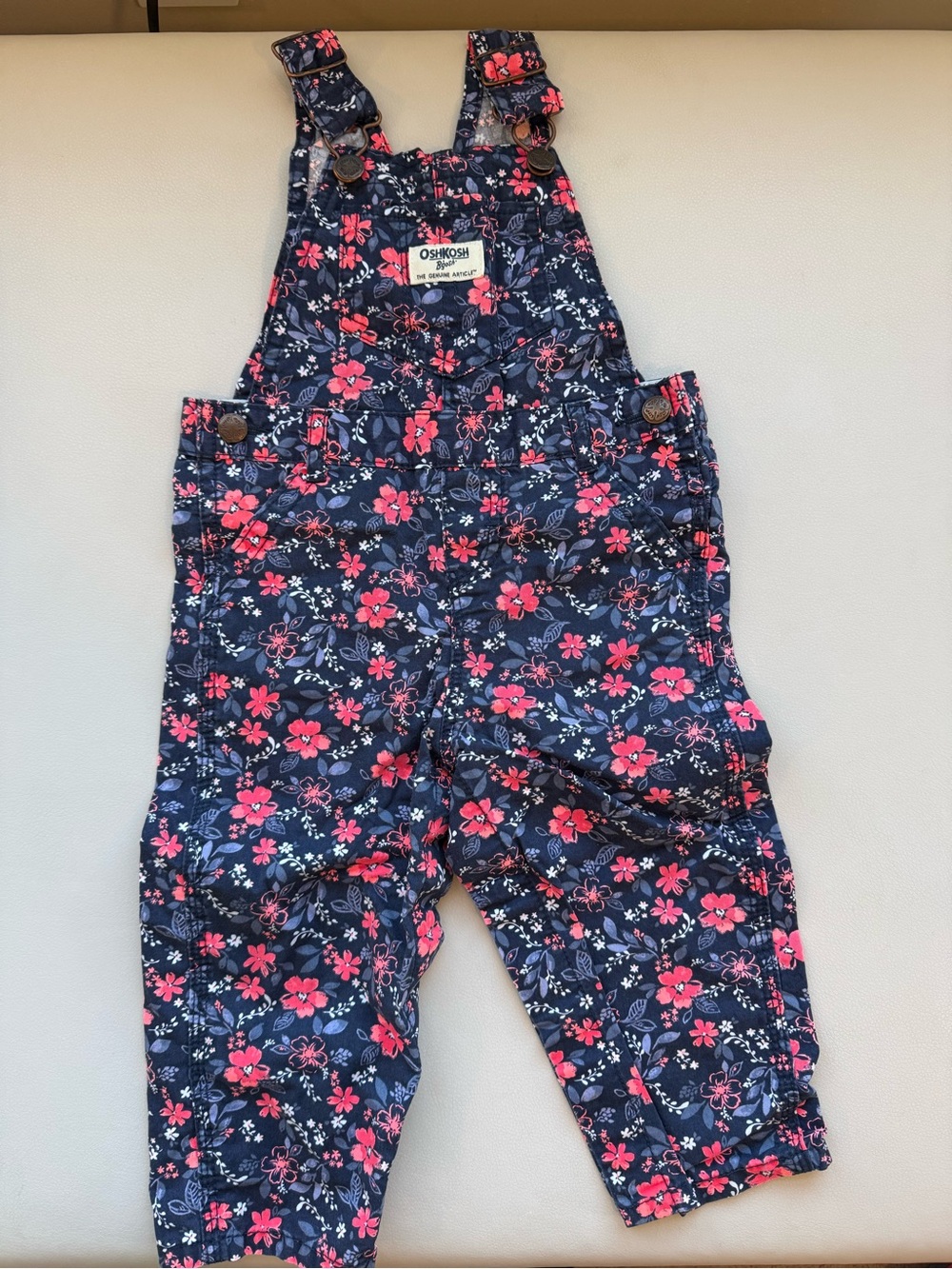 Bundle of OshKosh Navy Floral Overall and 4 dresses - Picture 2 of 11